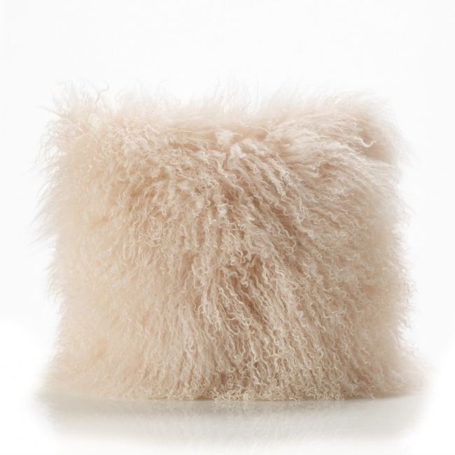 Image of Pink Tibetan Sheepskin Cushion